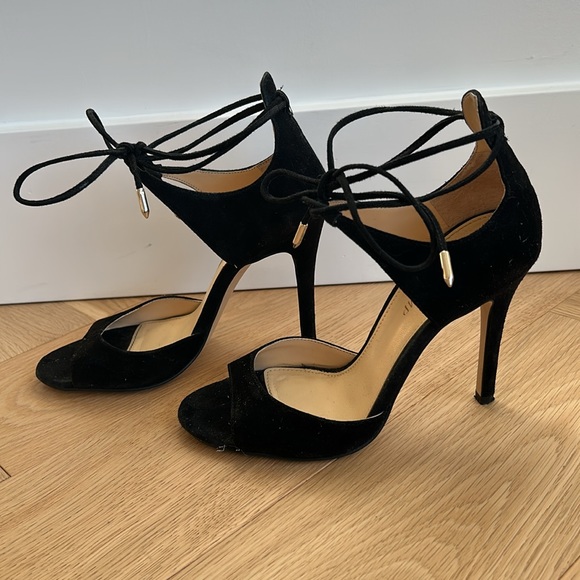 Black peep toes ankle wrap heal - Picture 3 of 7